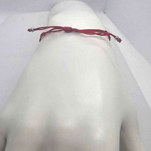 Sterling Silver 925 Round Design With red String Bracelet - Picture 3 of 4